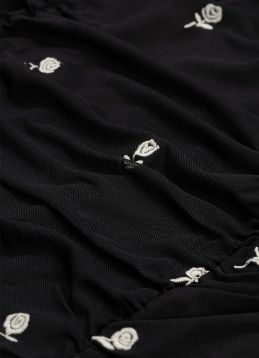 Fabienne Chapot Kamea top van mesh met borduring - detail 3 zwart