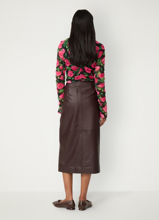 Fabienne Chapot Karlis top met print en plooidetail - achterkant fuchsia