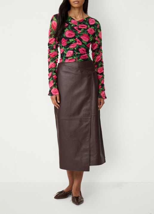 Fabienne Chapot Karlis top met print en plooidetail - voorkant 5 fuchsia