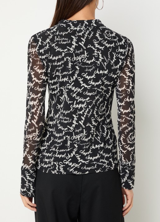Fabienne Chapot Kevis blouse met logoprint  - achterkant 3 zwart