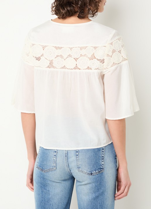 Fabienne Chapot kristel blouse met borduring - achterkant gebroken wit