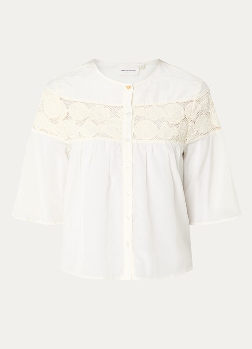Fabienne Chapot kristel blouse met borduring - voorkant 2 gebroken wit