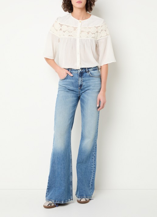 Fabienne Chapot kristel blouse met borduring - voorkant 3 gebroken wit