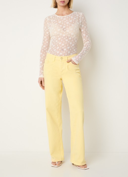 Fabienne Chapot Lacey semi-transparante top van kant met rugdecolleté - voorkant 2 gebroken wit