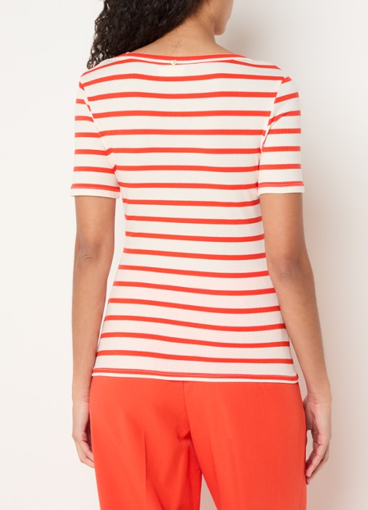 Fabienne Chapot Lena T-shirt met streepprint - achterkant rood