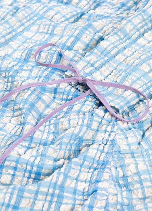 Fabienne Chapot Levi mini jurk met ruitdessin en structuur - detail 4 blauw