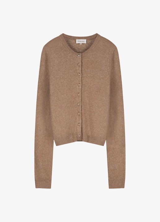 Fabienne Chapot Lidia Button fijngebreid vest in wolblend - voorkant 4 camel