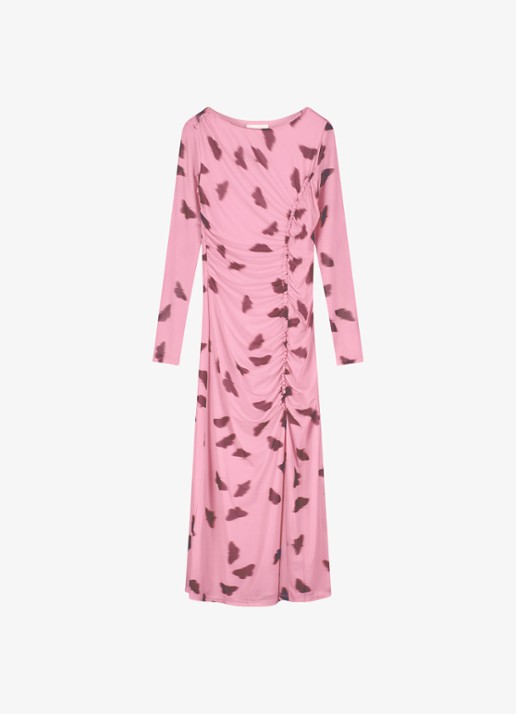 Fabienne Chapot Lilea midi jurk van mesh met print - voorkant 3 roze