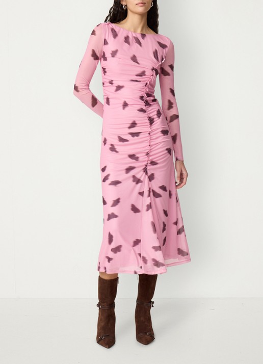 Fabienne Chapot Lilea midi jurk van mesh met print - voorkant 4 roze