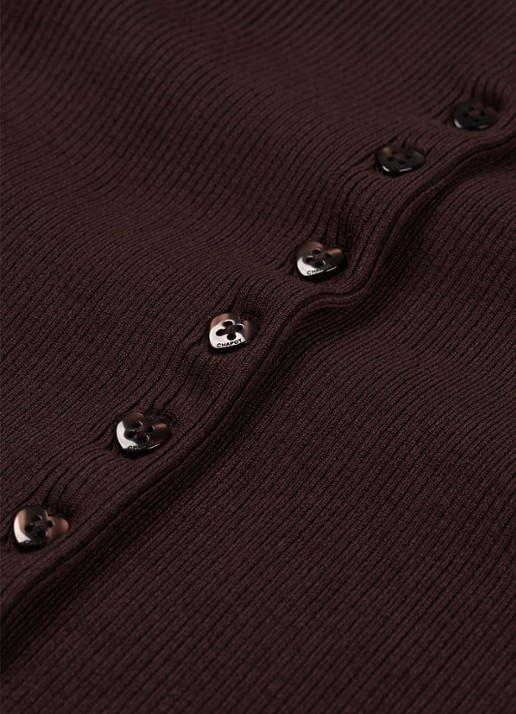 Fabienne Chapot Lilo fijngebreid vest met ribstructuur - detail 5 donkerbruin