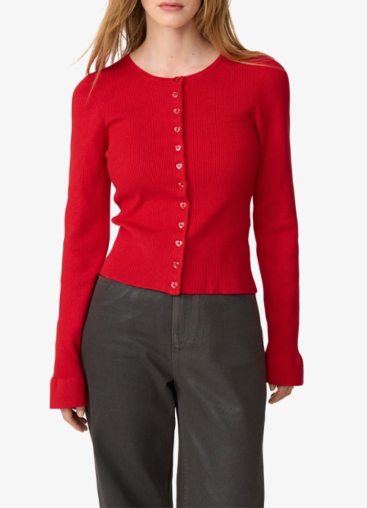 Fabienne Chapot Lilo ribgebreid vest met hartvormige knopen