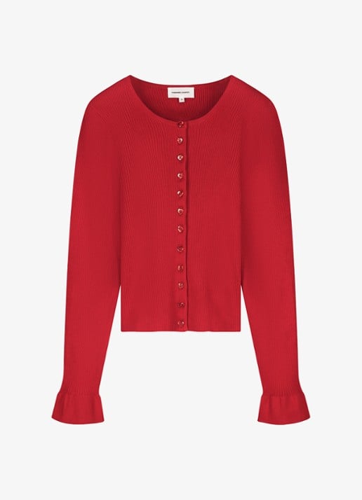 Fabienne Chapot Lilo ribgebreid vest met hartvormige knopen