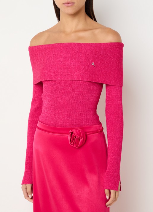 Fabienne Chapot Lipstick Fijngebreide off-shoulder trui met lurex