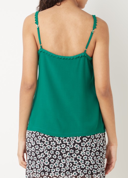 Fabienne Chapot Lora spaghetti top met kant - achterkant groen