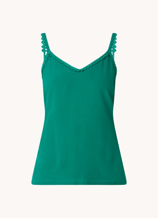 Fabienne Chapot Lora spaghetti top met kant - voorkant 2 groen