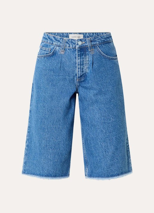Fabienne Chapot Lucy high waist straight leg korte broek van denim - voorkant 2 indigo