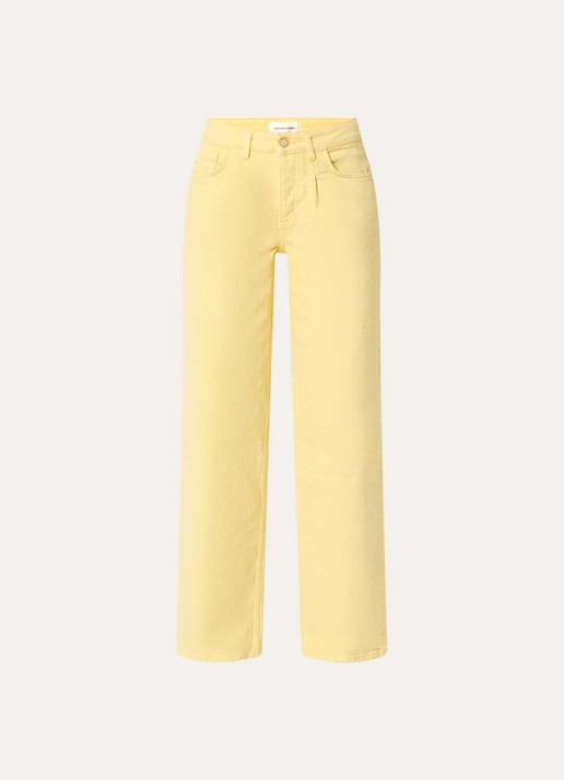 Fabienne Chapot Lulu high waist loose fit jeans met gekleurde wassing - voorkant 2 lichtgeel