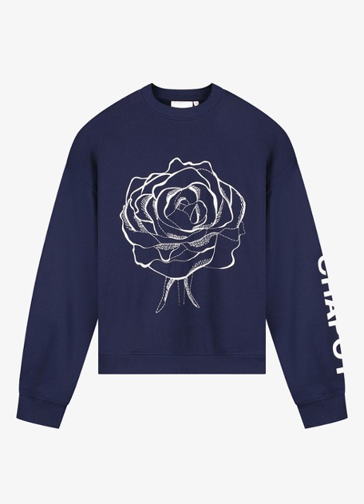 Fabienne Chapot Luna sweater met print - voorkant donkerblauw