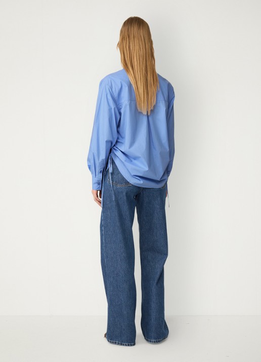 Fabienne Chapot Lux blouse met borduring en trekkoord - achterkant 5 blauw