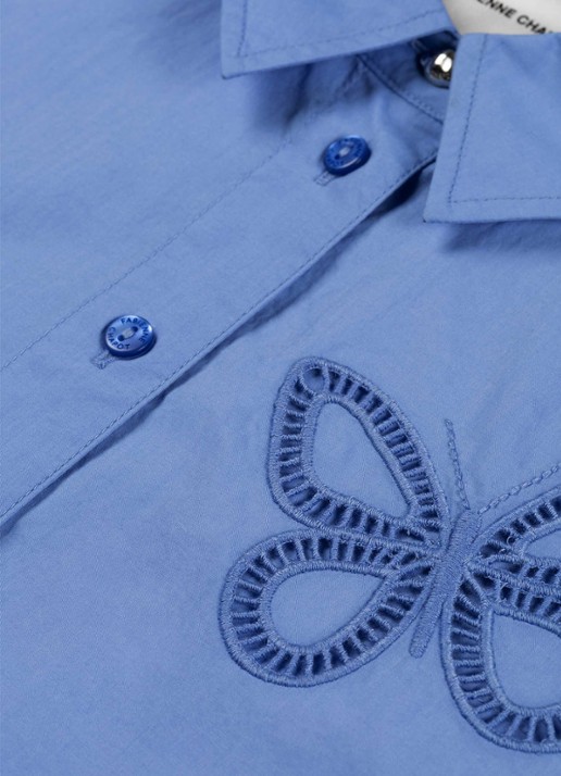 Fabienne Chapot Lux blouse met borduring en trekkoord - detail 4 blauw