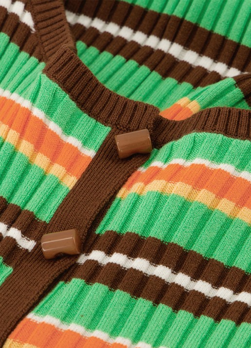 Fabienne Chapot Lux top met ribstructuur met streepprint - detail 2 groen