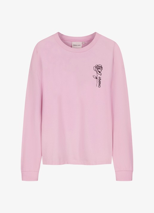 Fabienne Chapot Madeleine longsleeve met logo - voorkant roze