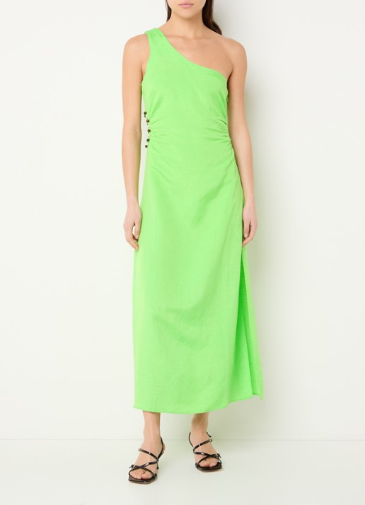 Fabienne Chapot Mandara midi jurk in linnenblend met cut-out detail