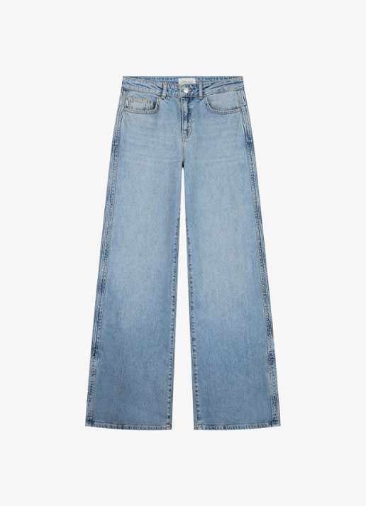 Fabienne Chapot Mid waist wide leg jeans met steekzakken en split