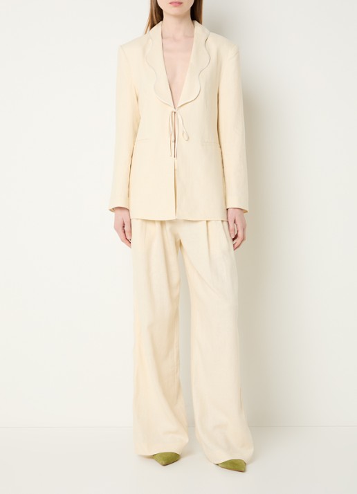 Fabienne Chapot Millor blazer in linnenblend - voorkant 4 creme