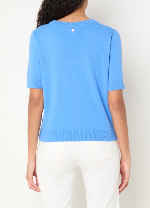 Fabienne Chapot Molly fijngebreid vest met ronde hals - achterkant 2 blauw