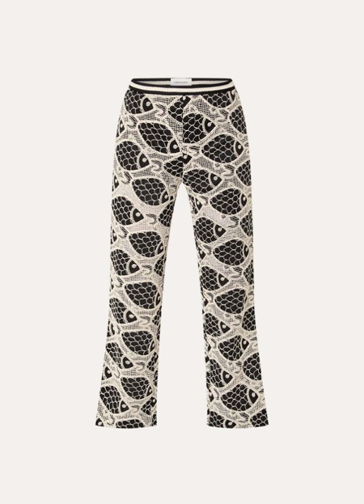 Fabienne Chapot Mora high waist flared fit broek met borduring - voorkant 3 zwart