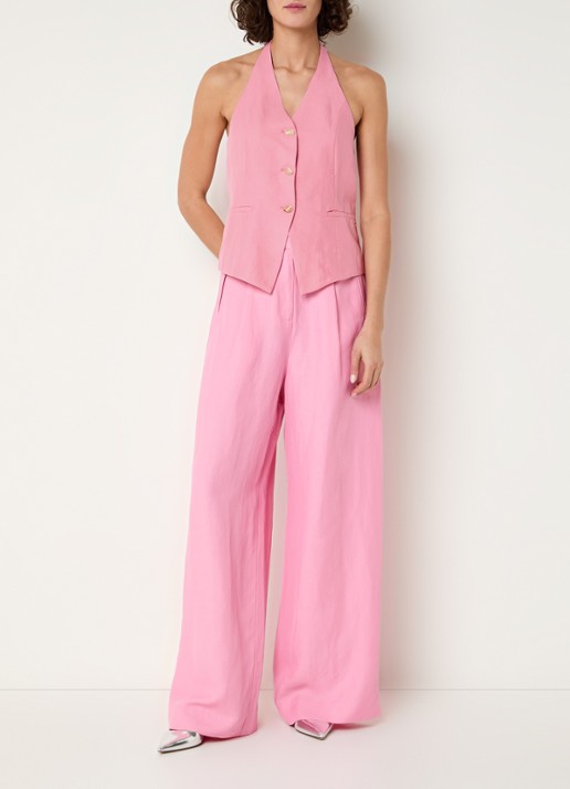 Fabienne Chapot Muro gilet in linnenblend - voorkant 2 roze