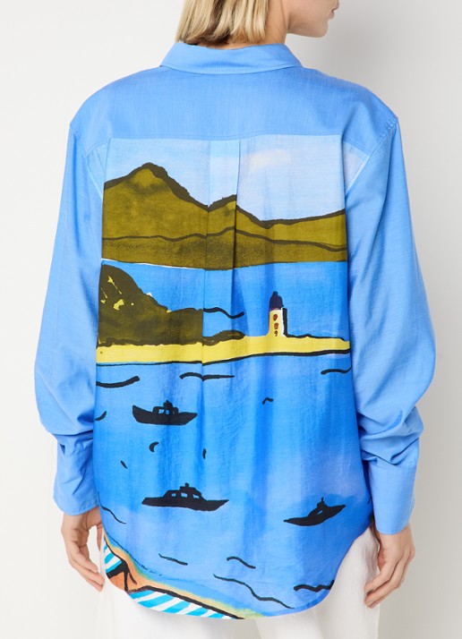 Fabienne Chapot Navina blouse in linnenblend met backprint