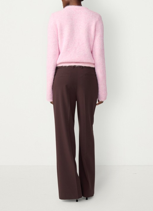 Fabienne Chapot Nelsan high waist wide fit pantalon met ceintuur - achterkant chocoladebruin