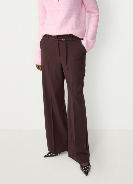 Fabienne Chapot Nelsan high waist wide fit pantalon met ceintuur
