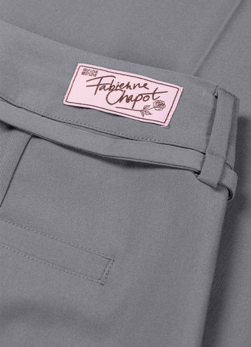 Fabienne Chapot Nelsan high waist wide leg pantalon - detail 5 grijs