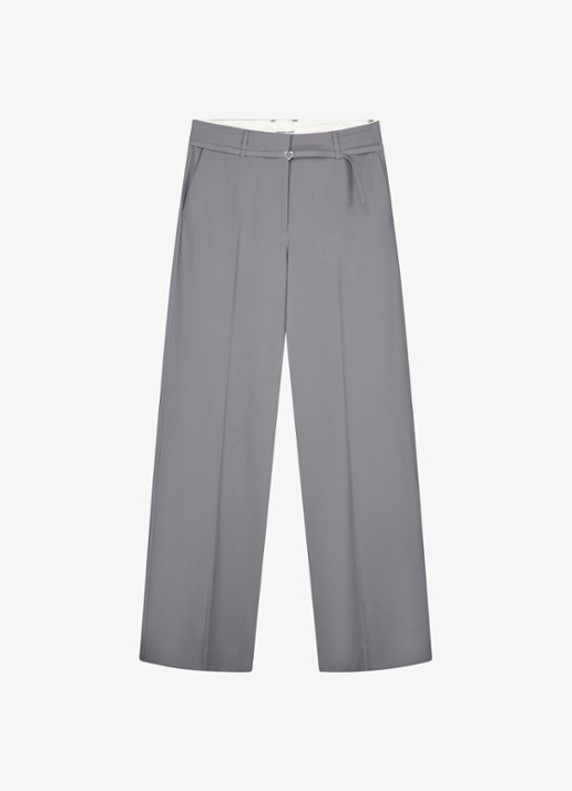 Fabienne Chapot Nelsan high waist wide leg pantalon - voorkant 2 grijs