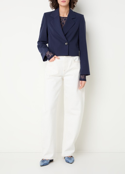 Fabienne Chapot Nena cropped blazer - voorkant 2 donkerblauw