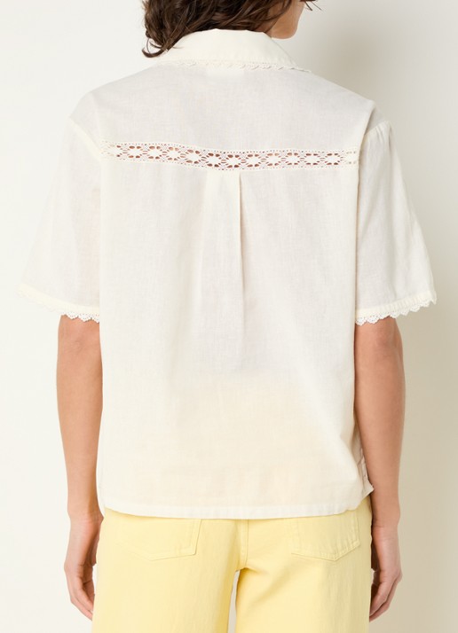 Fabienne Chapot Norma blouse met details van kant en borduring - achterkant 4 gebroken wit