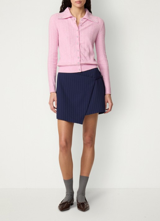 Fabienne Chapot Nova kabelgebreid vest met strass - voorkant 2 roze