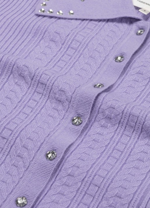 Fabienne Chapot Nova kabelgebreid vest  - detail 2 violet