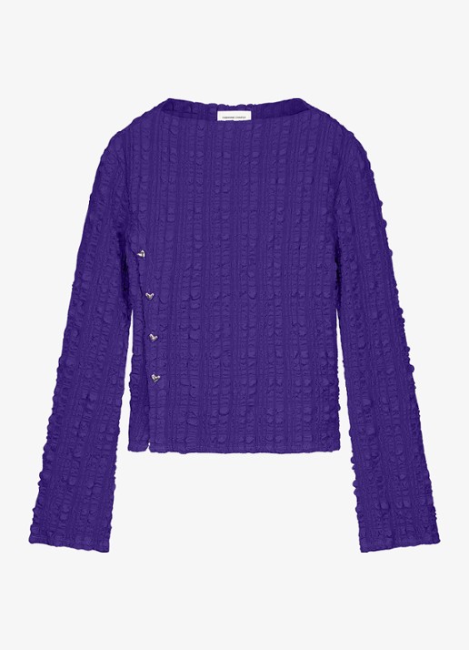 Fabienne Chapot Ola top met  asymmetrische split en boothals - voorkant 2 paars