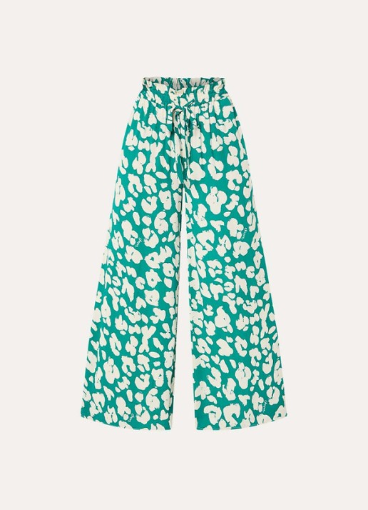 Fabienne Chapot Palapa high waist wide fit palazzo broek met print - voorkant 2 groen