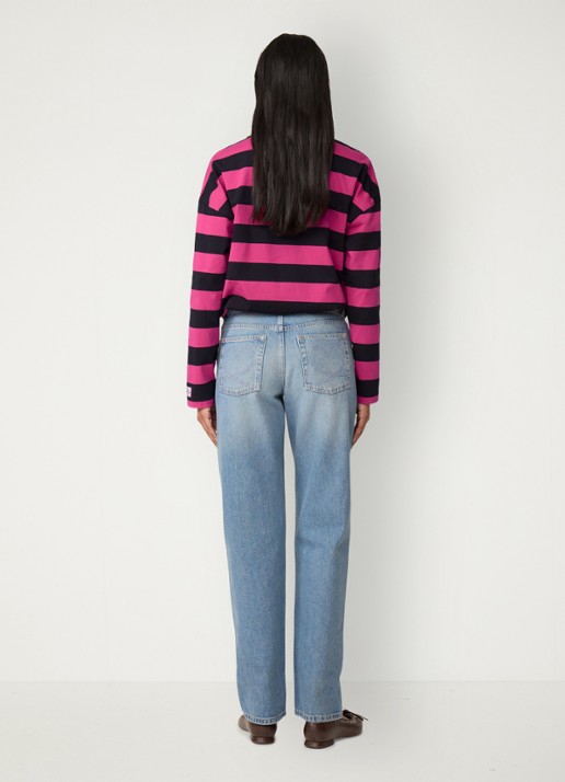 Fabienne Chapot Paula long sleeve met streepprint - achterkant fuchsia