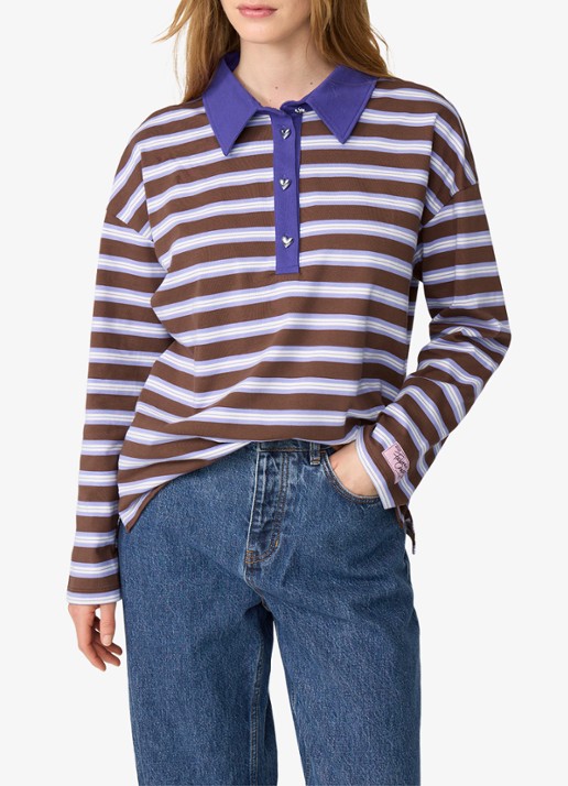 Fabienne Chapot Paula sweater met streepprint en polokraag