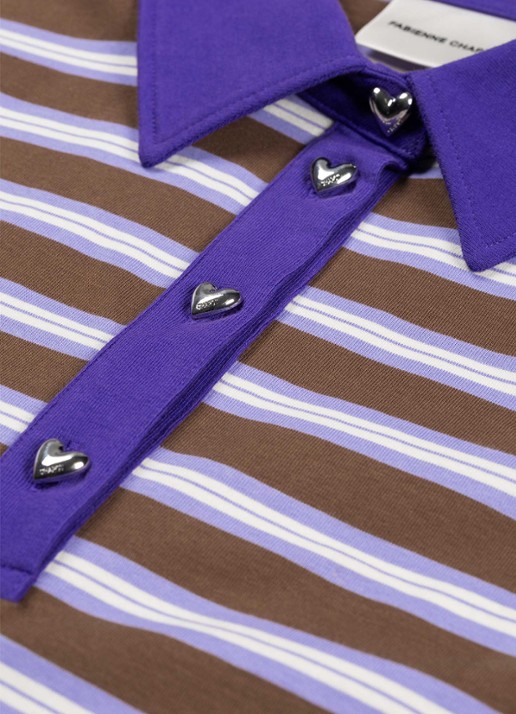 Fabienne Chapot Paula sweater met streepprint en polokraag - detail 2 bruin