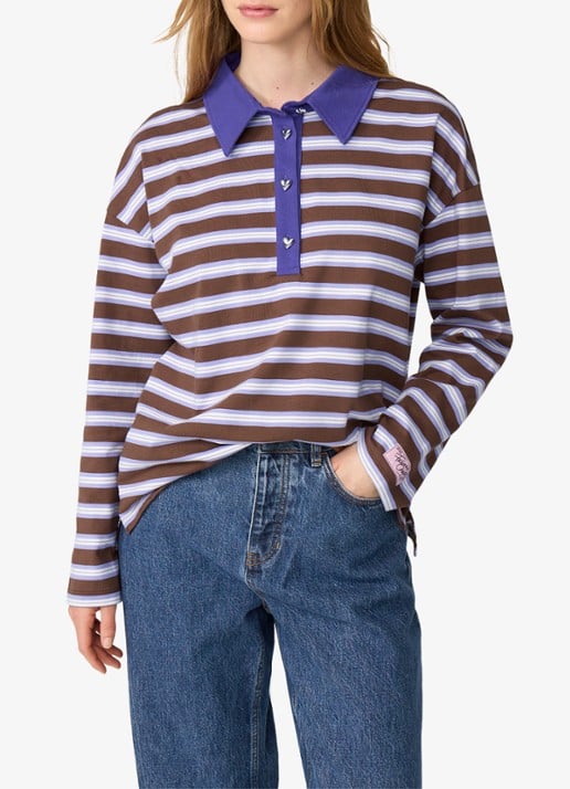 Fabienne Chapot Paula sweater met streepprint en polokraag