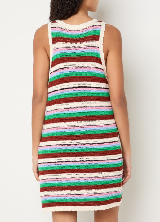 Fabienne Chapot Paulina grofgebreide mini jurk met streepprint - achterkant 4 bruin
