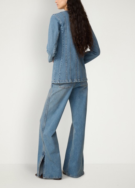 Fabienne Chapot Phielix jack van denim met V-hals - achterkant indigo