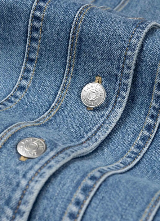 Fabienne Chapot Phielix jack van denim met V-hals - detail 5 indigo
